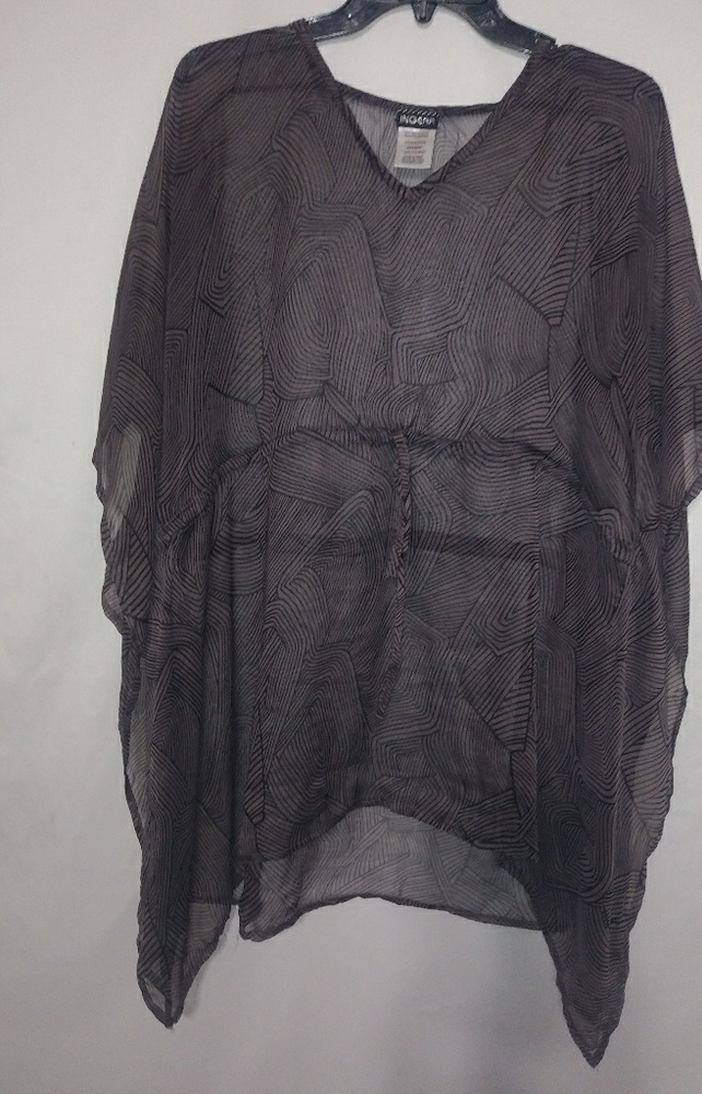 Ingear M Brown Plum Fingerprint Sheer Top M/L